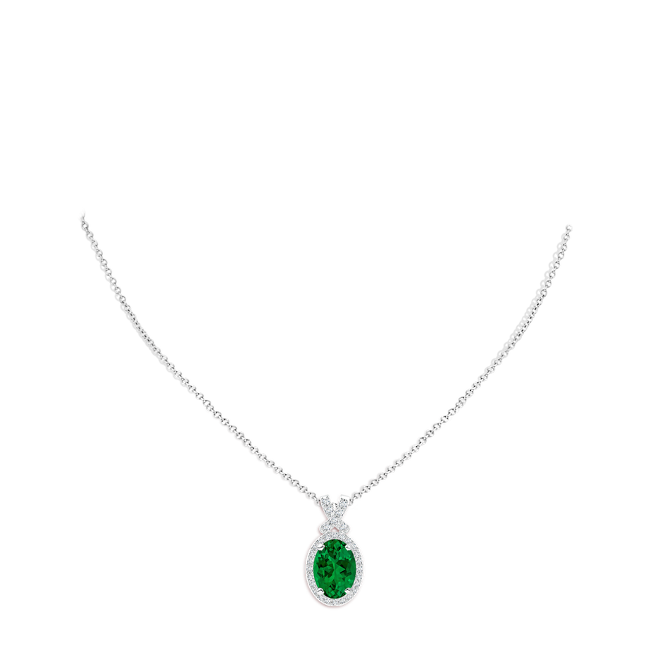 14x10mm Labgrown Lab-Grown Vintage Style Emerald Pendant with Lab Diamond Halo in P950 Platinum pen