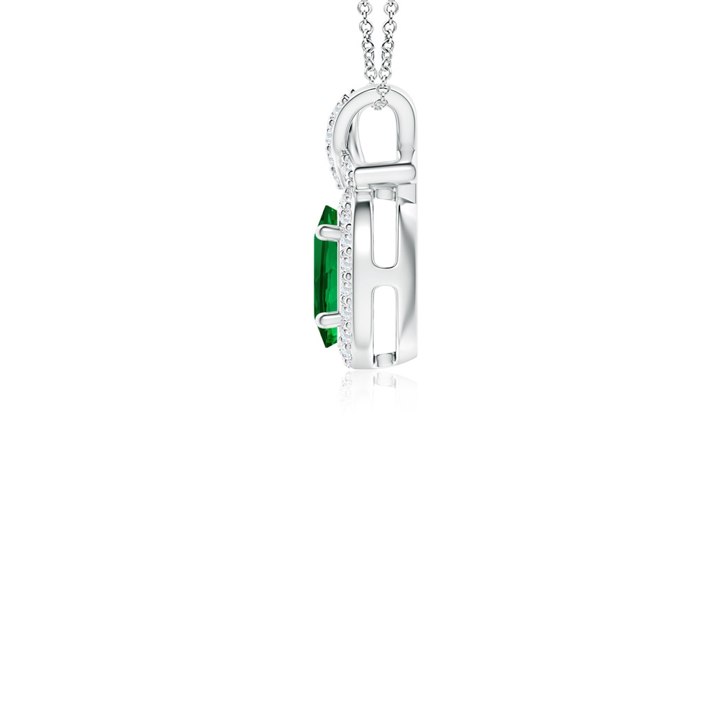 6x4mm Labgrown Lab-Grown Vintage Style Emerald Pendant with Lab Diamond Halo in P950 Platinum - side 199