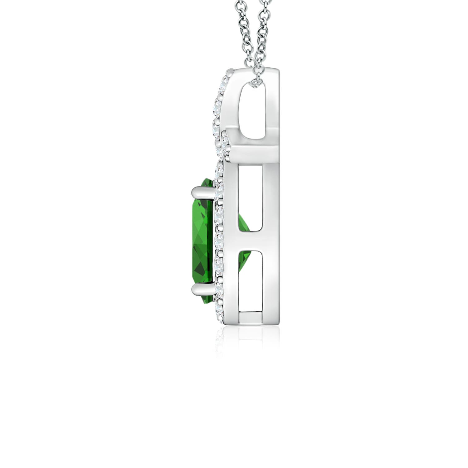 Premium - Lab-Grown Emerald / 0.6 CT / 14 KT White Gold