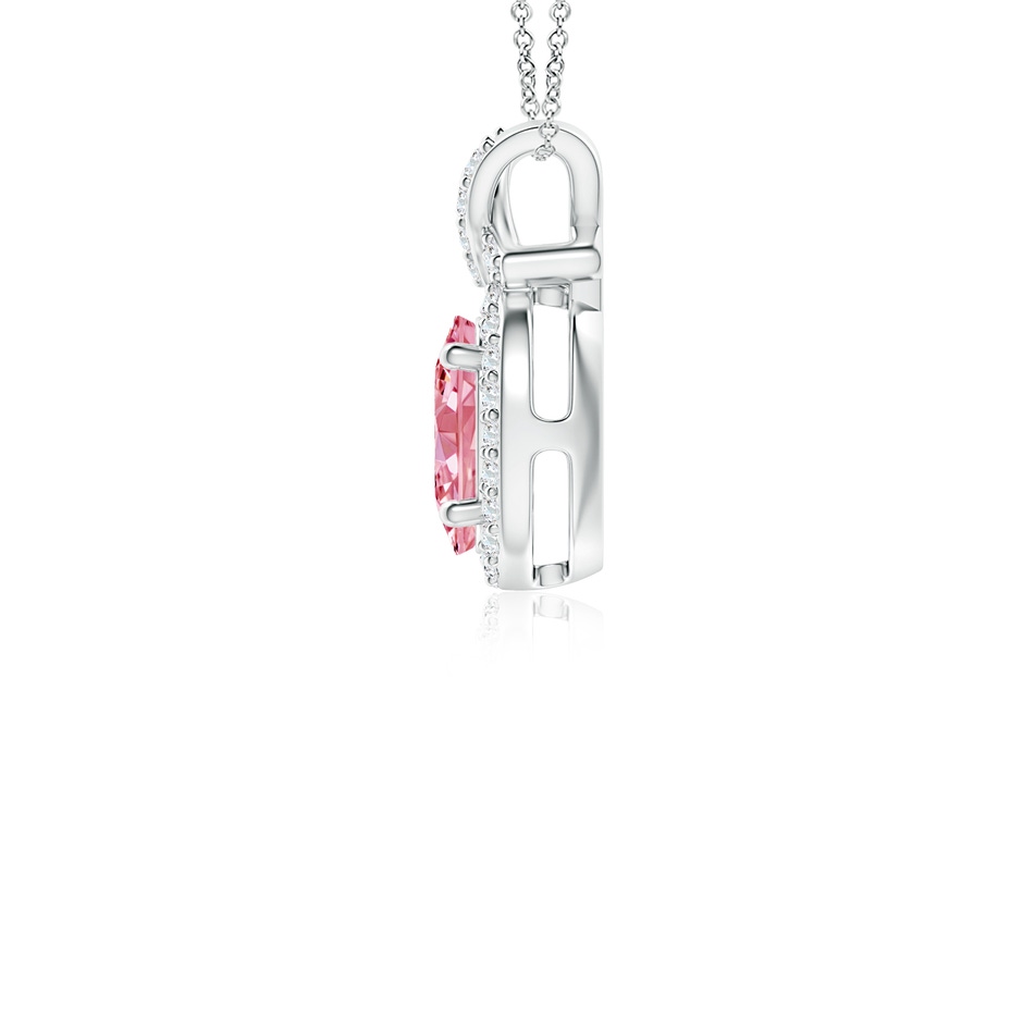 7x5mm Labgrown Vintage Style Lab-Grown Fancy Intense Pink Diamond Pendant with Halo in P950 Platinum side 199