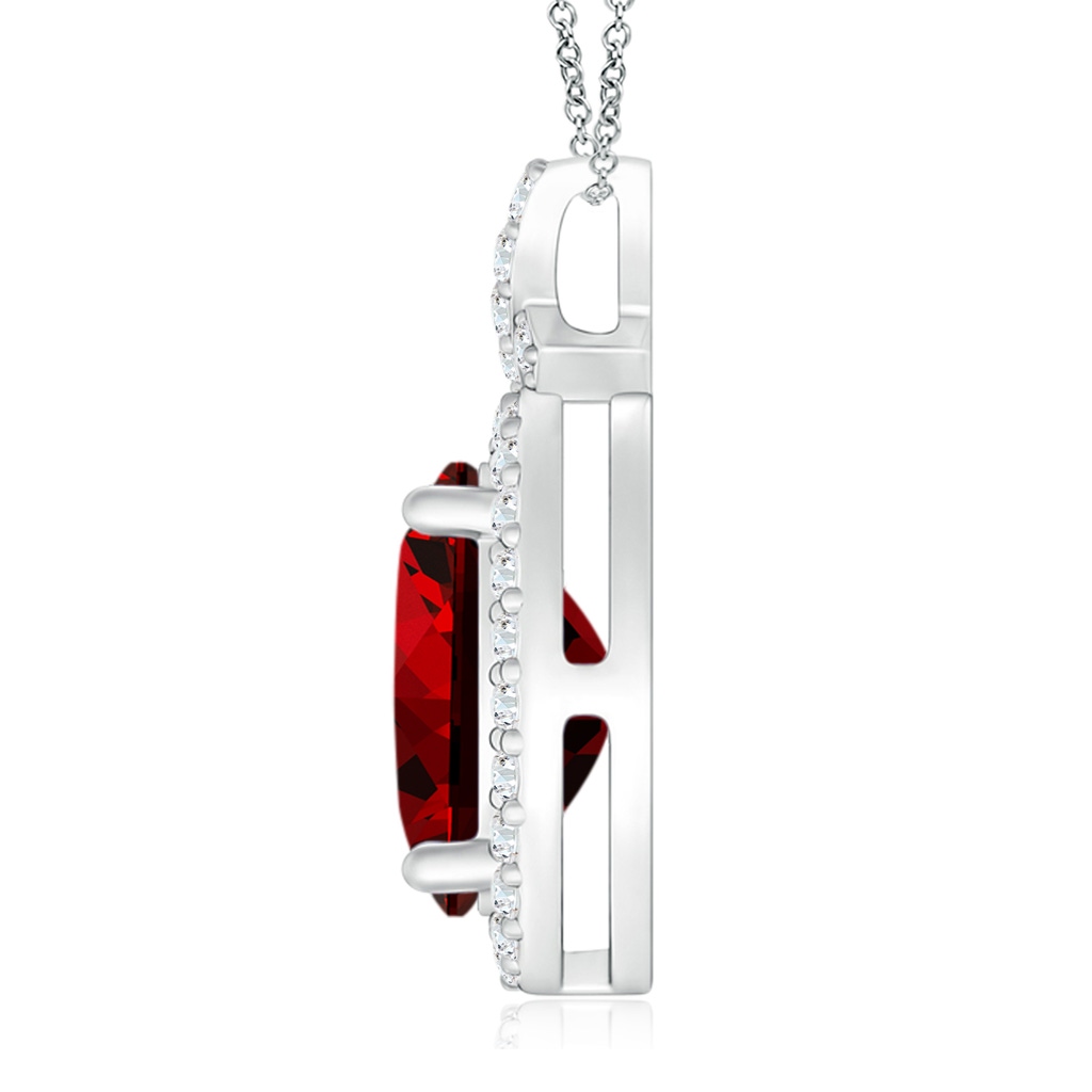 10x8mm Labgrown Lab-Grown Vintage Style Ruby Pendant with Diamond Halo in P950 Platinum - side 199