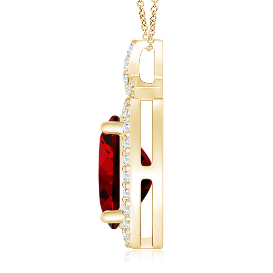 10x8mm Labgrown Lab-Grown Vintage Style Ruby Pendant with Diamond Halo in Yellow Gold side 199