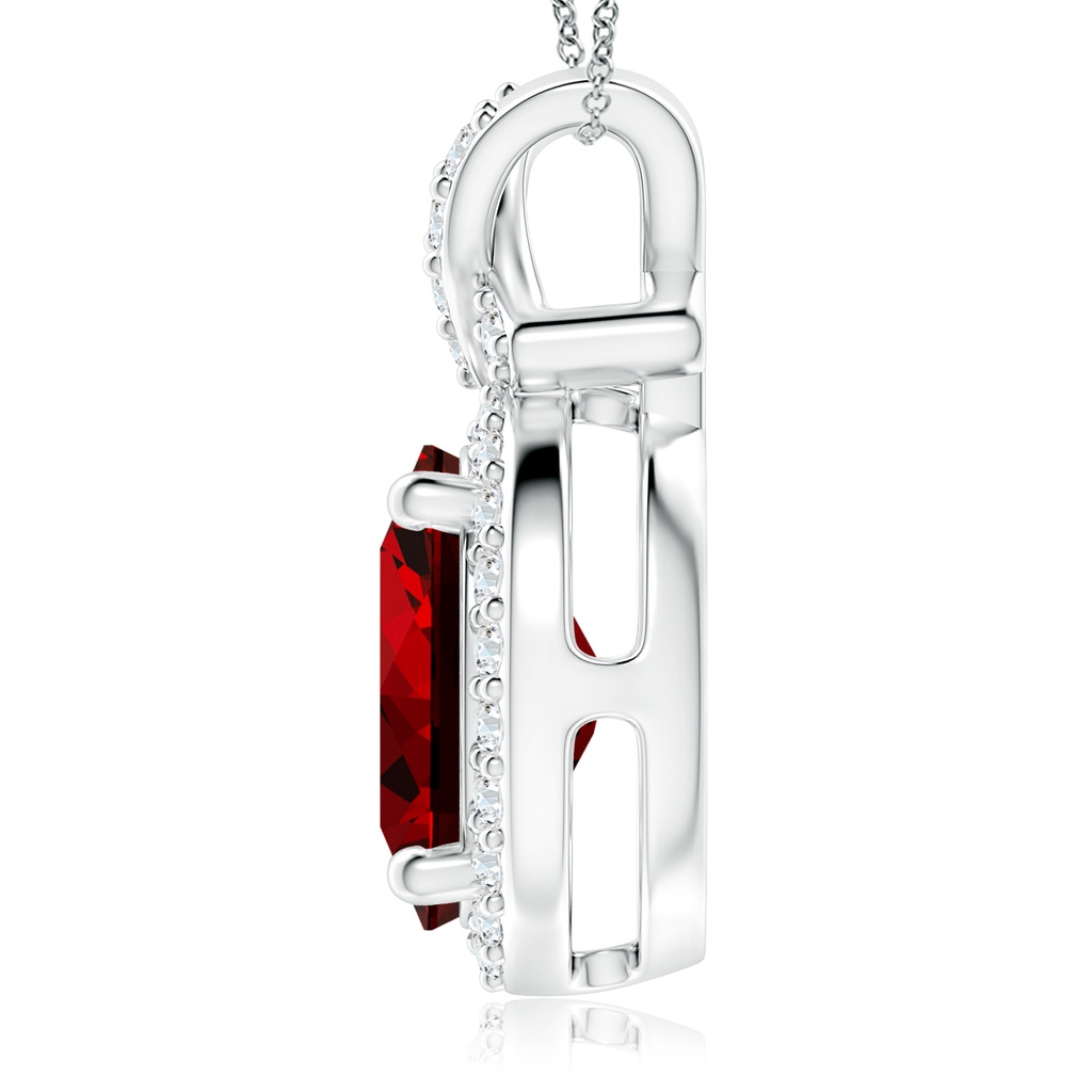 12x10mm Labgrown Lab-Grown Vintage Style Ruby Pendant with Diamond Halo in P950 Platinum Side 199