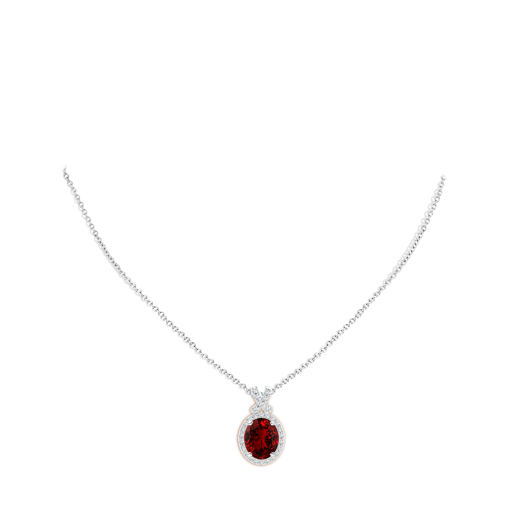 12x10mm Labgrown Lab-Grown Vintage Style Ruby Pendant with Diamond Halo in P950 Platinum pen