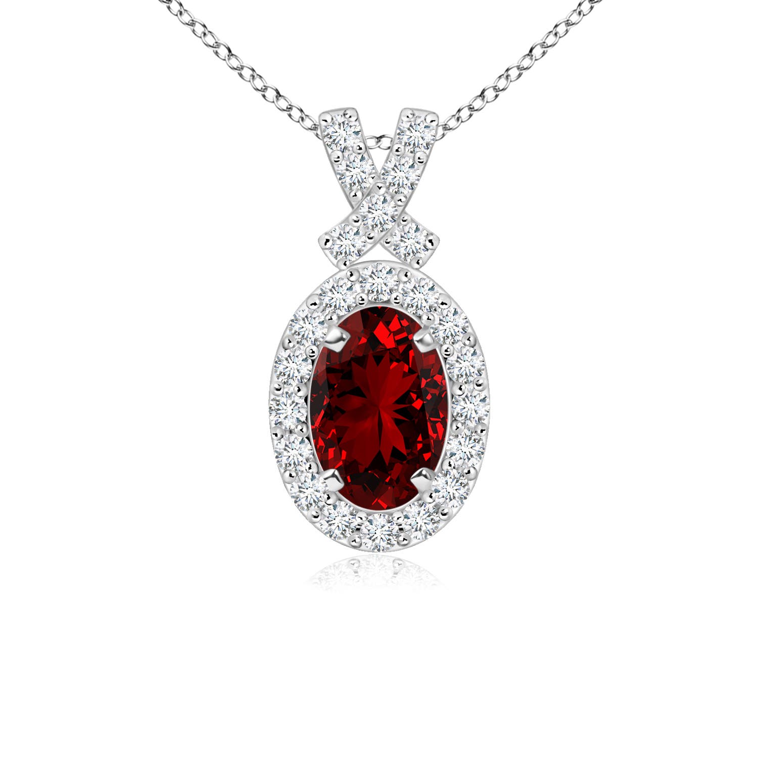 6x4mm Labgrown Lab-Grown Vintage Style Ruby Pendant with Diamond Halo in P950 Platinum