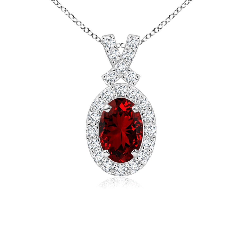 6x4mm Labgrown Lab-Grown Vintage Style Ruby Pendant with Diamond Halo in P950 Platinum 