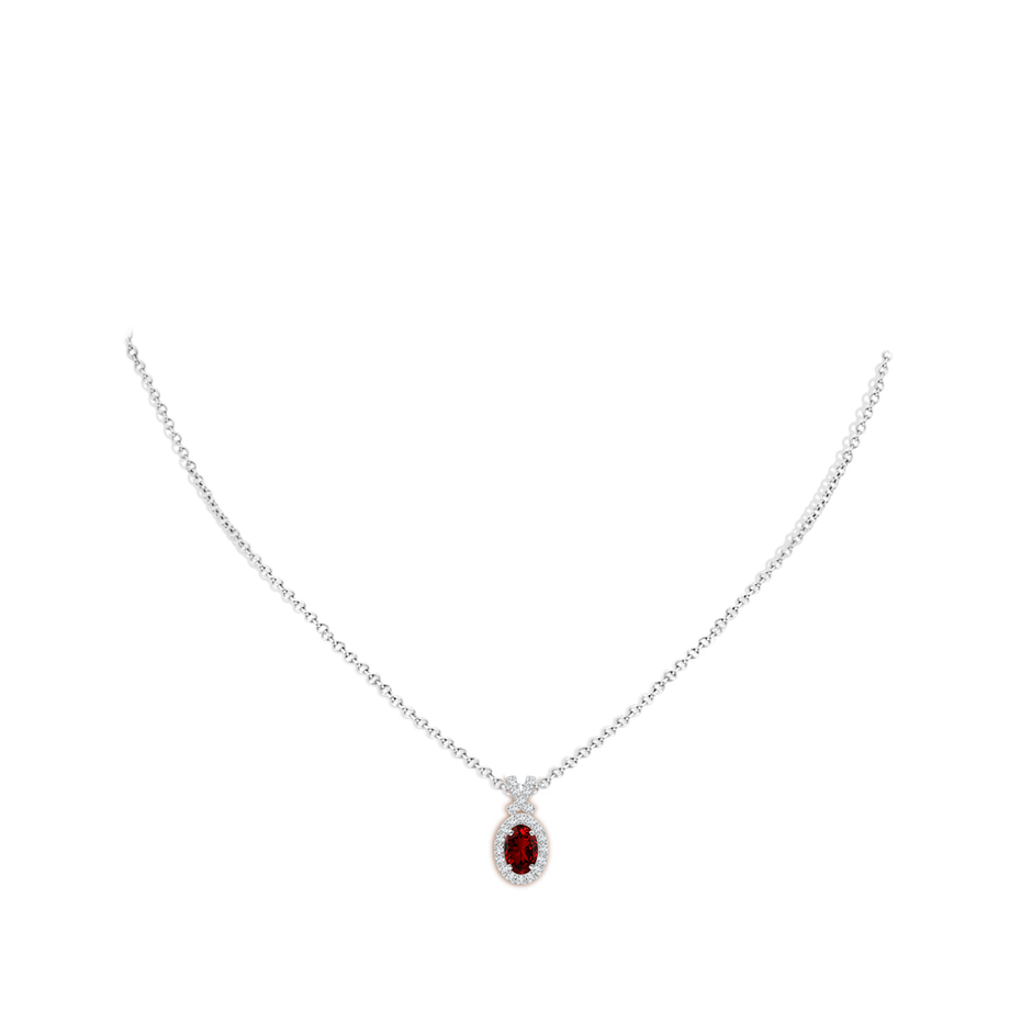 6x4mm Labgrown Lab-Grown Vintage Style Ruby Pendant with Diamond Halo in P950 Platinum pen