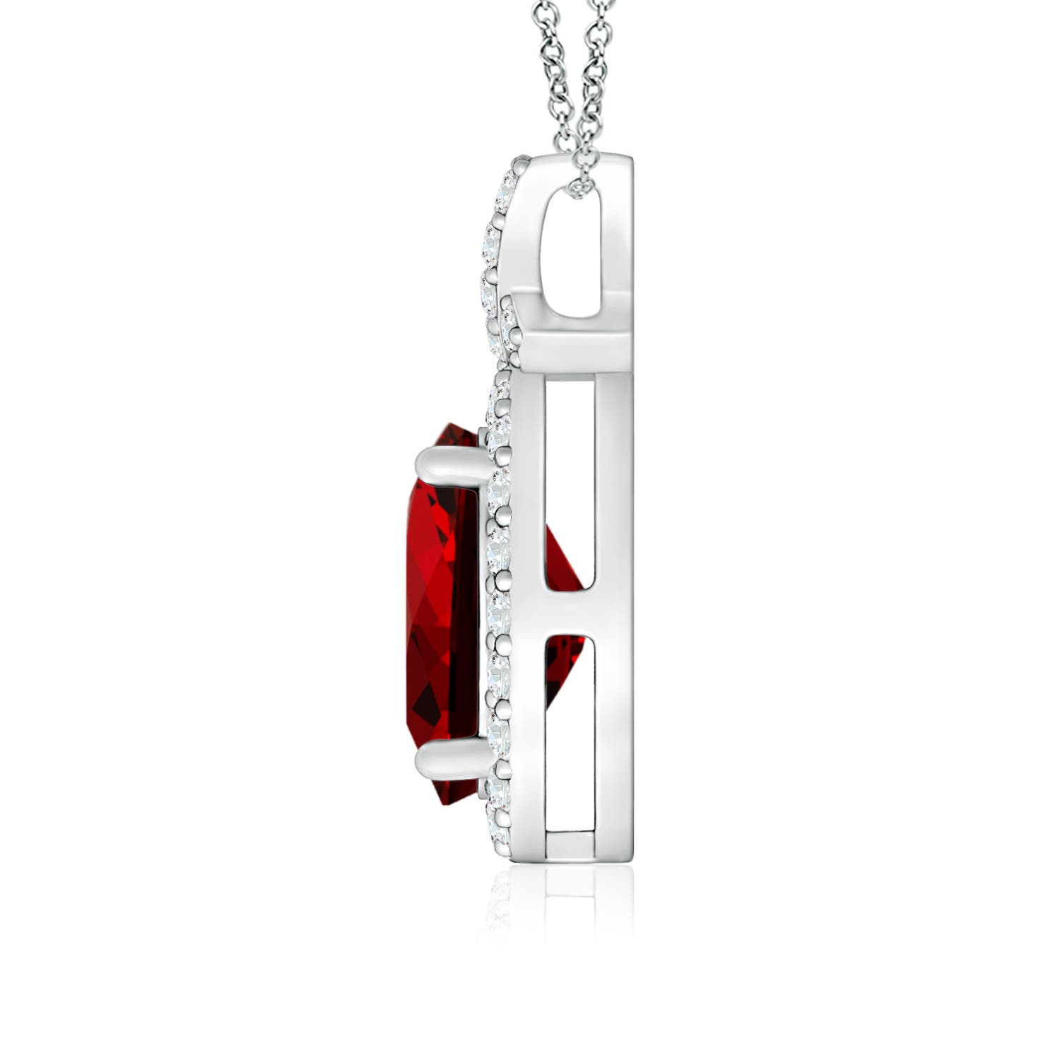 Premium - Lab-Grown Ruby / 1.53 CT / 14 KT White Gold