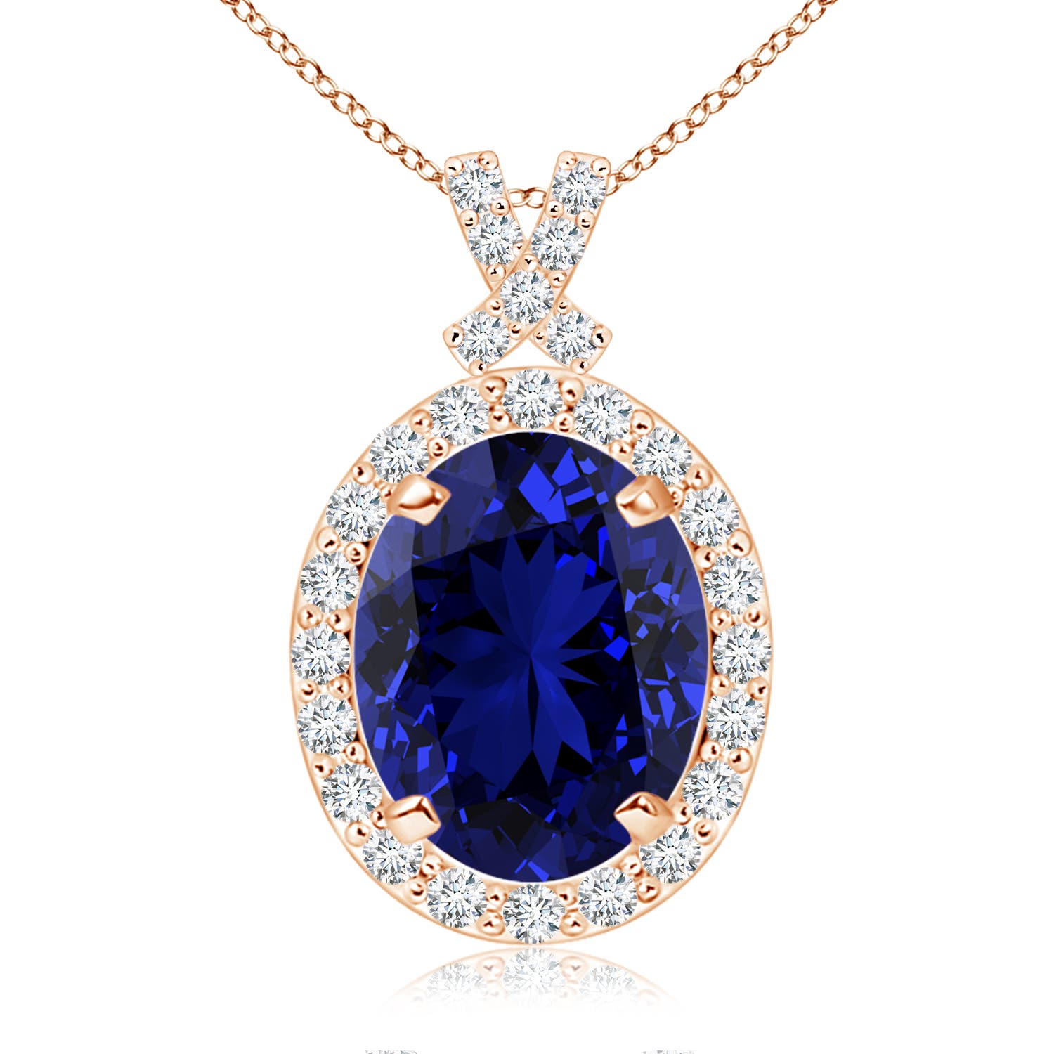 Premium - Lab-Grown Blue Sapphire / 3.61 CT / 14 KT Rose Gold