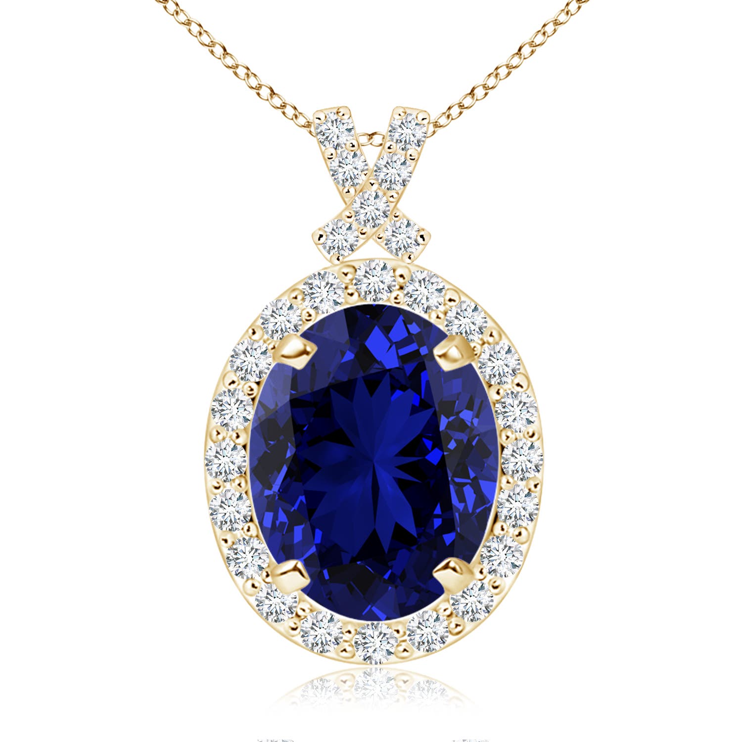 Premium - Lab-Grown Blue Sapphire / 3.61 CT / 14 KT Yellow Gold