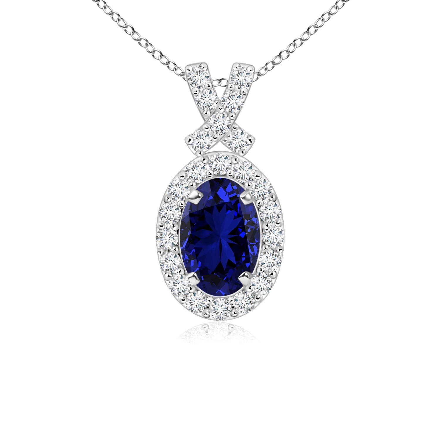 Premium - Lab-Grown Blue Sapphire / 0.8 CT / 14 KT White Gold