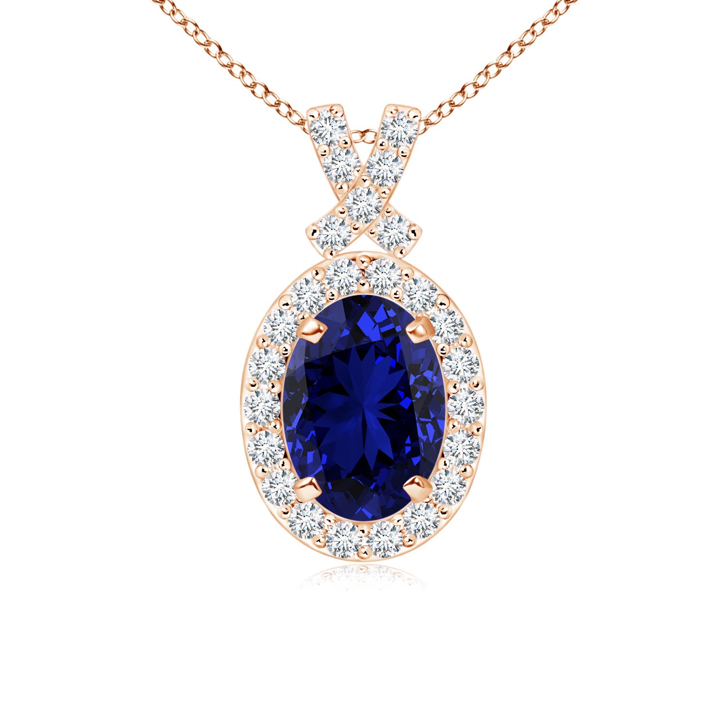 Premium - Lab-Grown Blue Sapphire / 1.08 CT / 14 KT Rose Gold