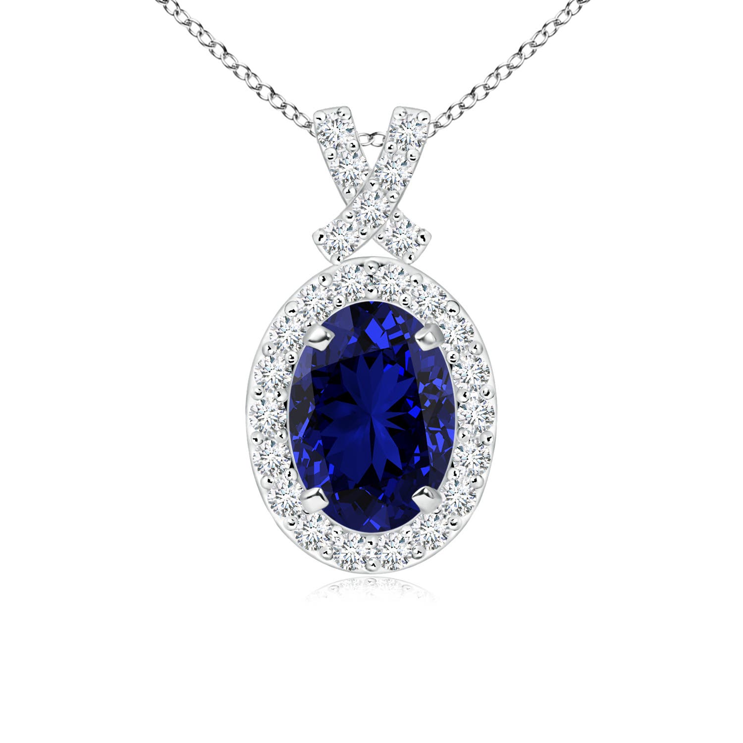 Premium - Lab-Grown Blue Sapphire / 1.08 CT / 14 KT White Gold