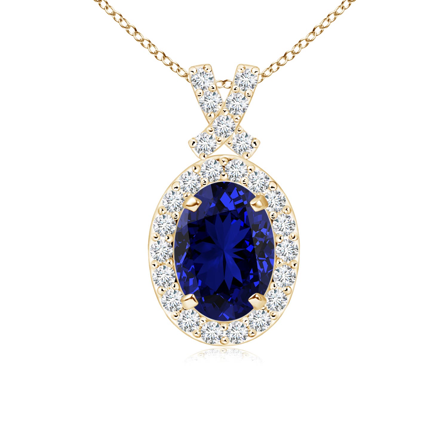 Premium - Lab-Grown Blue Sapphire / 1.08 CT / 14 KT Yellow Gold