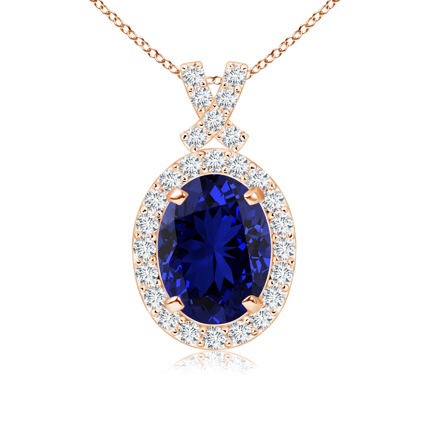 Premium - Lab-Grown Blue Sapphire / 1.83 CT / 14 KT Rose Gold