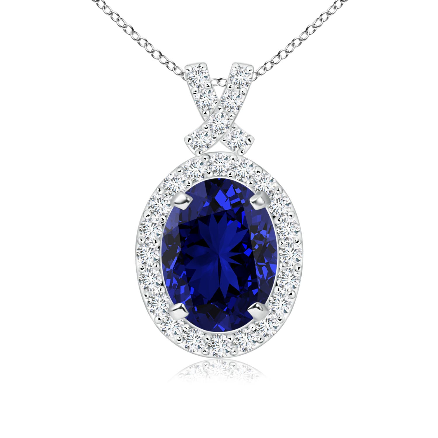 Premium - Lab-Grown Blue Sapphire / 1.83 CT / 14 KT White Gold