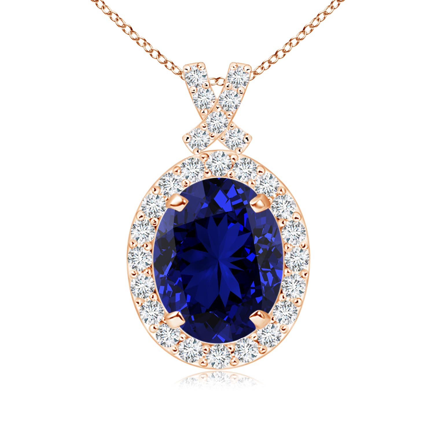 Premium - Lab-Grown Blue Sapphire / 2.28 CT / 14 KT Rose Gold