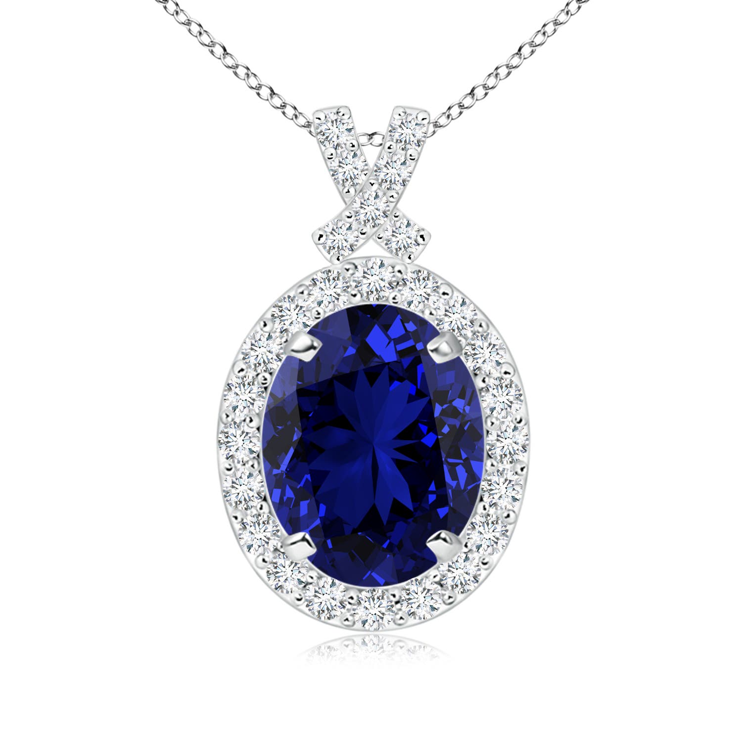 Premium - Lab-Grown Blue Sapphire / 2.28 CT / 14 KT White Gold