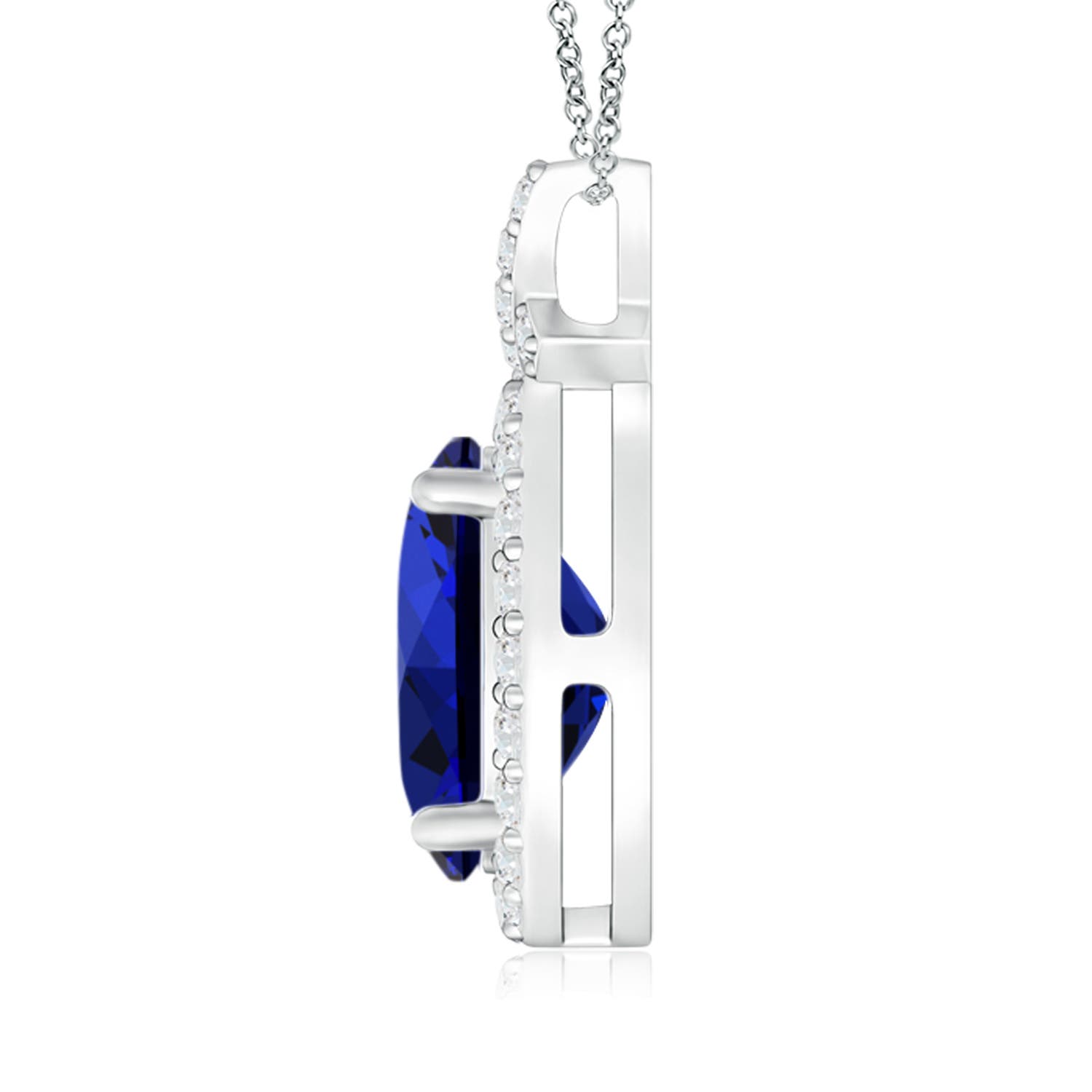 Premium - Lab-Grown Blue Sapphire / 2.28 CT / 14 KT White Gold