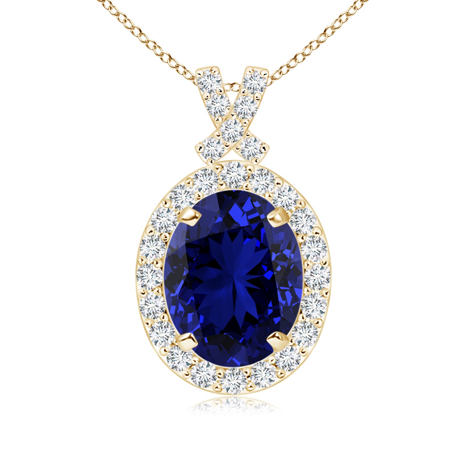 Premium - Lab-Grown Blue Sapphire / 2.28 CT / 14 KT Yellow Gold