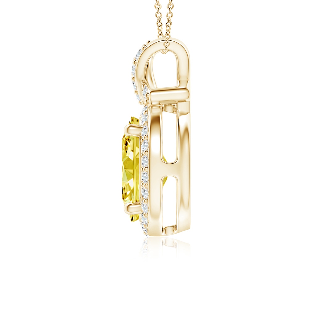 10x8mm Labgrown Vintage Style Lab-Grown Fancy Intense Yellow Diamond Pendant with Halo in Yellow Gold - side 199
