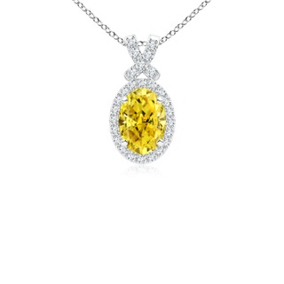 7x5mm Labgrown Vintage Style Lab-Grown Fancy Intense Yellow Diamond Pendant with Halo in P950 Platinum