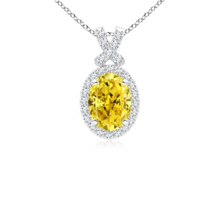 8x6mm Labgrown Vintage Style Lab-Grown Fancy Intense Yellow Diamond Pendant with Halo in P950 Platinum