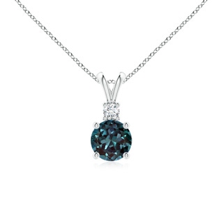 6mm Labgrown Round Lab-Grown Alexandrite Solitaire V-Bale Pendant with Diamond in P950 Platinum