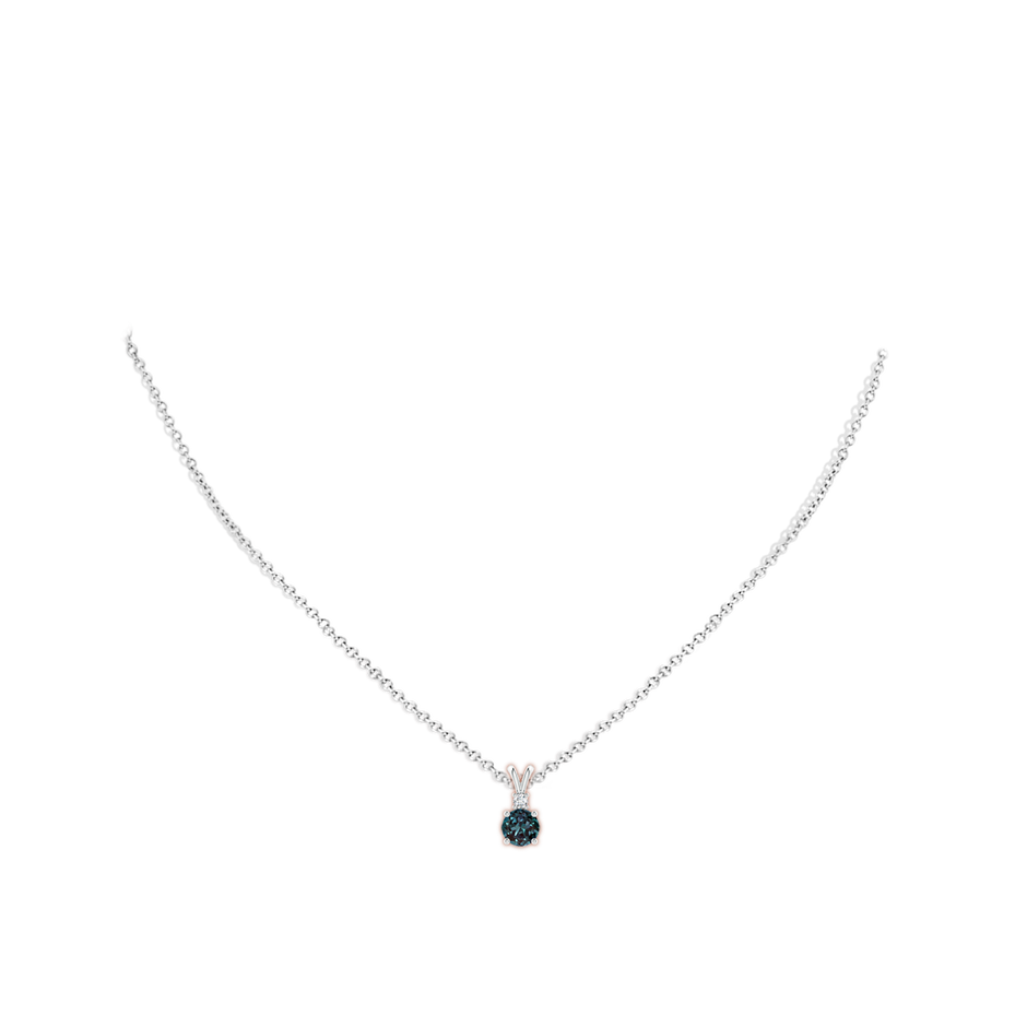 6mm Labgrown Round Lab-Grown Alexandrite Solitaire V-Bale Pendant with Diamond in P950 Platinum pen
