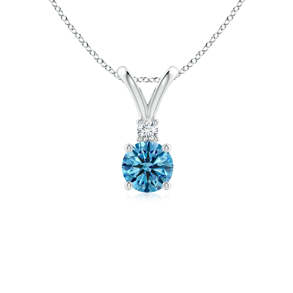 5mm Labgrown Round Lab-Grown Fancy Intense Blue Diamond V-Bale Pendant in P950 Platinum