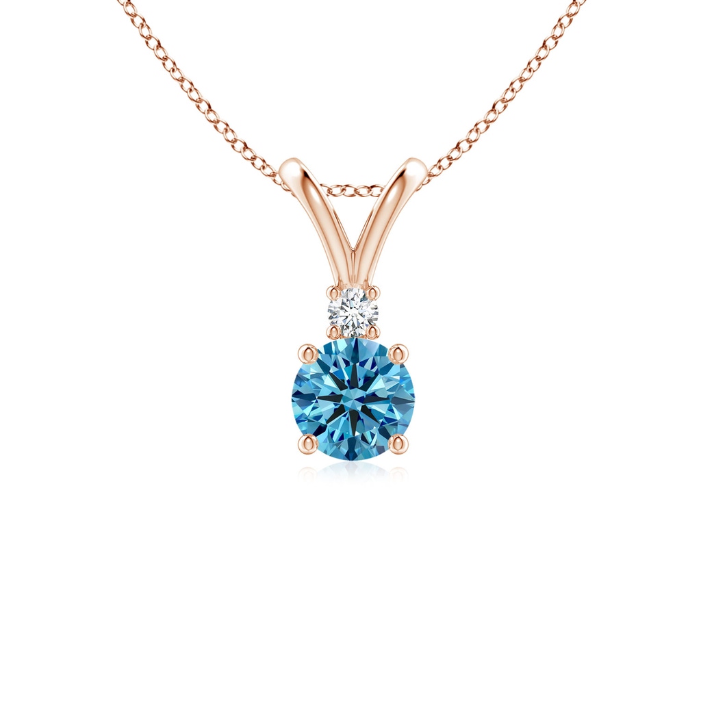 5mm Labgrown Round Lab-Grown Fancy Intense Blue Diamond V-Bale Pendant in Rose Gold