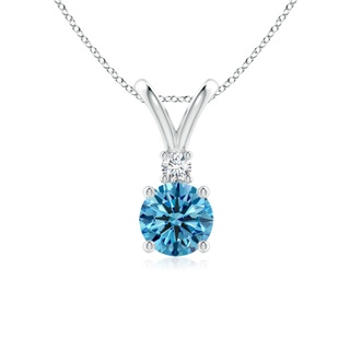 6.2mm Labgrown Round Lab-Grown Fancy Intense Blue Diamond V-Bale Pendant in P950 Platinum