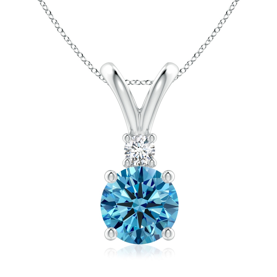 8mm Labgrown Round Lab-Grown Fancy Intense Blue Diamond V-Bale Pendant in P950 Platinum 