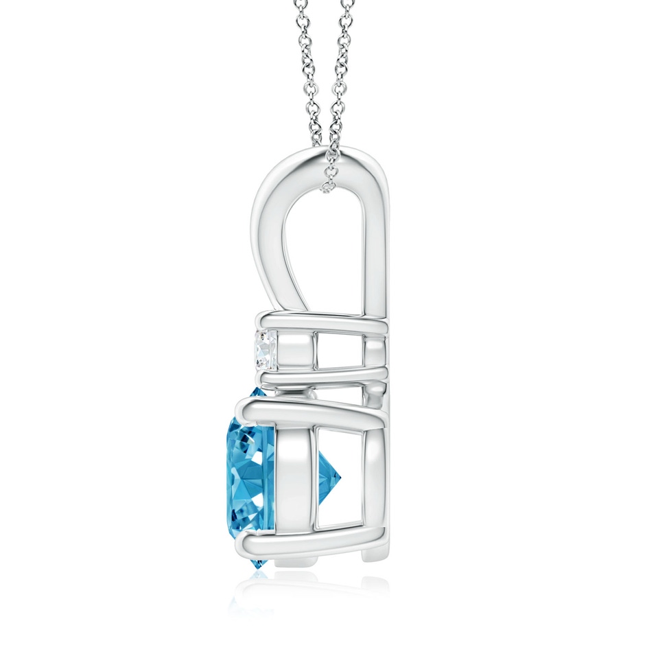 8mm Labgrown Round Lab-Grown Fancy Intense Blue Diamond V-Bale Pendant in P950 Platinum side 199