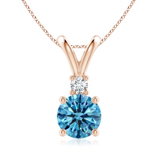 8mm Labgrown Round Lab-Grown Fancy Intense Blue Diamond V-Bale Pendant in Rose Gold