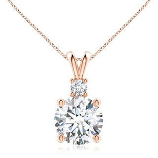 10.1mm FGVS Lab-Grown Round Diamond Solitaire V-Bale Pendant with Diamond Accent in 18K Rose Gold