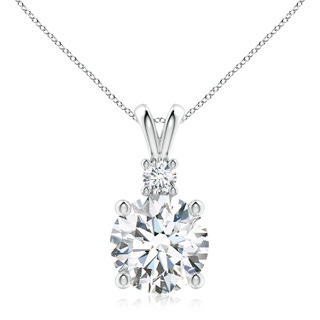 10.1mm FGVS Lab-Grown Round Diamond Solitaire V-Bale Pendant with Diamond Accent in 18K White Gold