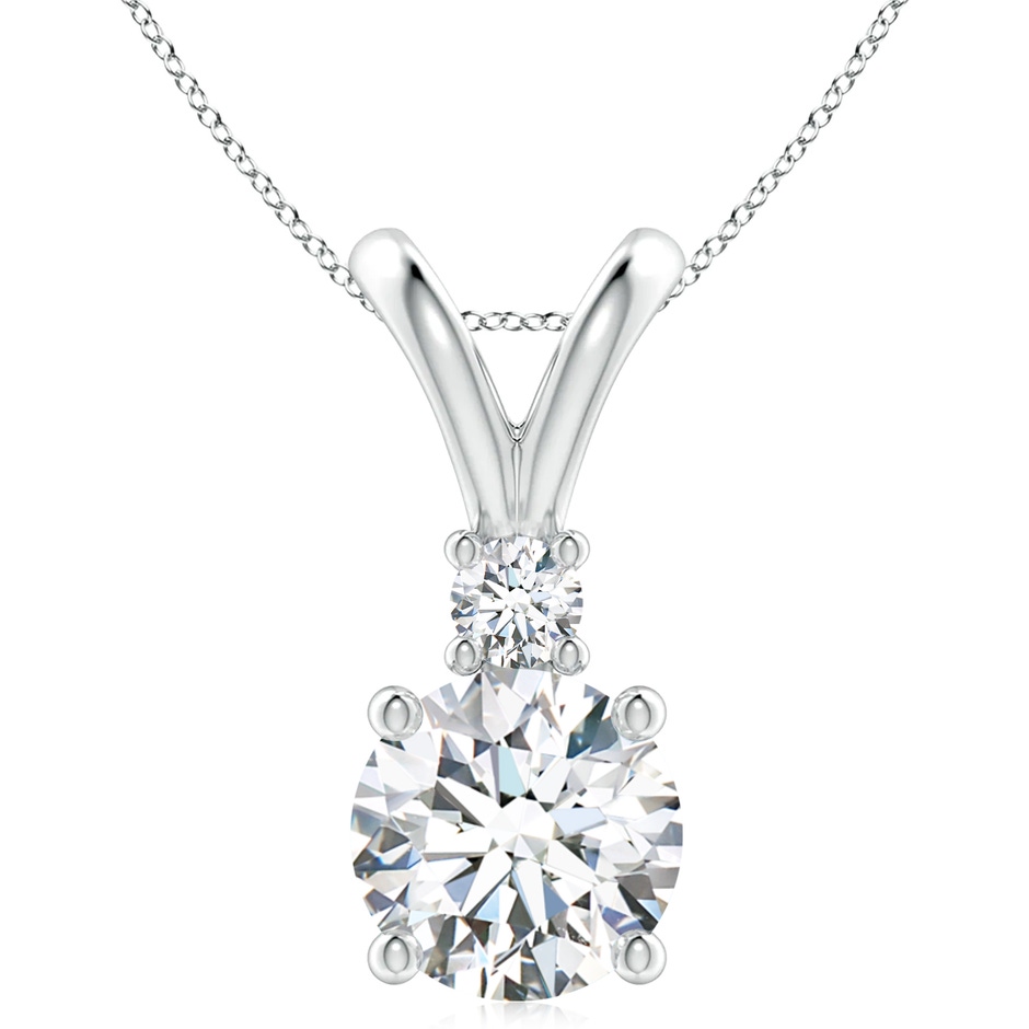 10.1mm FGVS Lab-Grown Round Diamond Solitaire V-Bale Pendant with Diamond Accent in P950 Platinum 