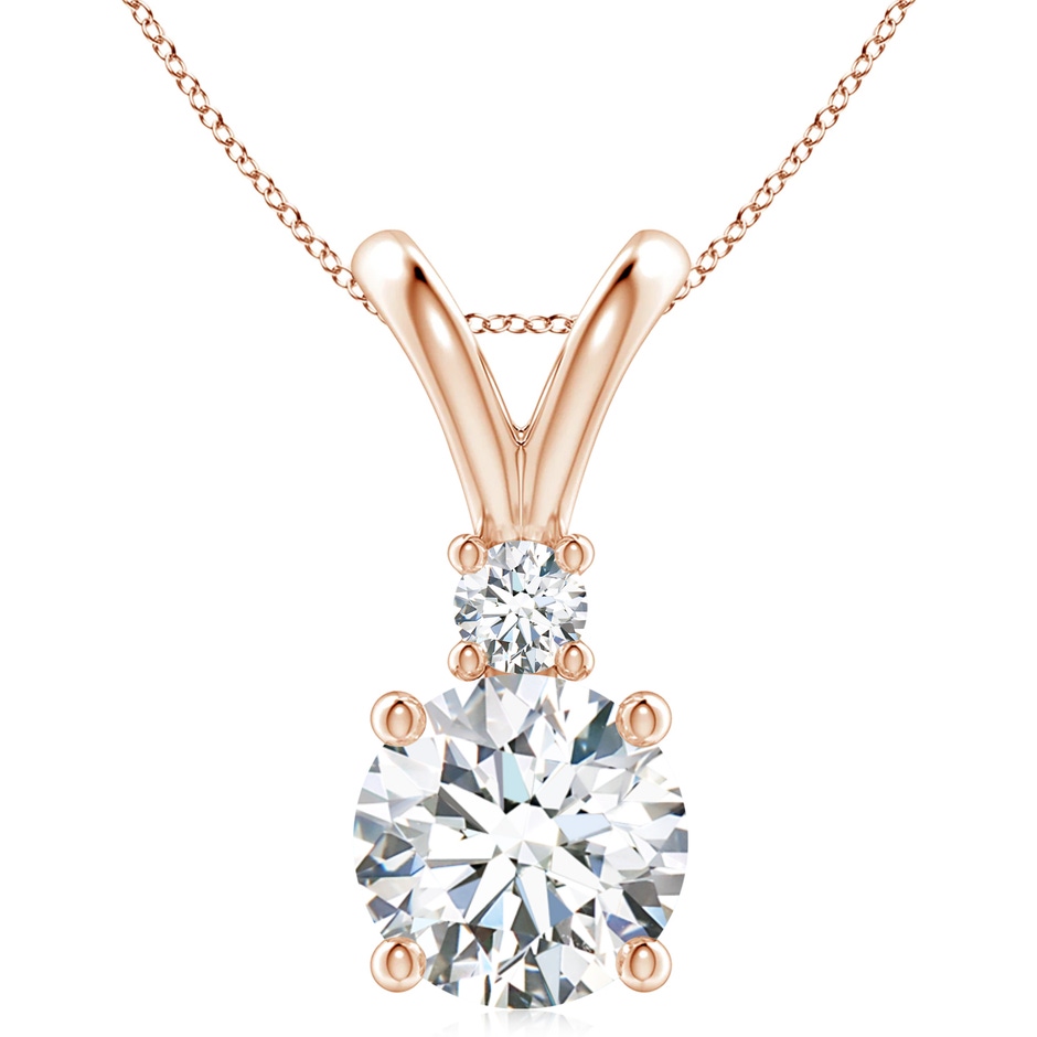 10.1mm FGVS Lab-Grown Round Diamond Solitaire V-Bale Pendant with Diamond Accent in Rose Gold 