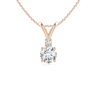 5mm FGVS Lab-Grown Round Diamond Solitaire V-Bale Pendant with Diamond Accent in 10K Rose Gold