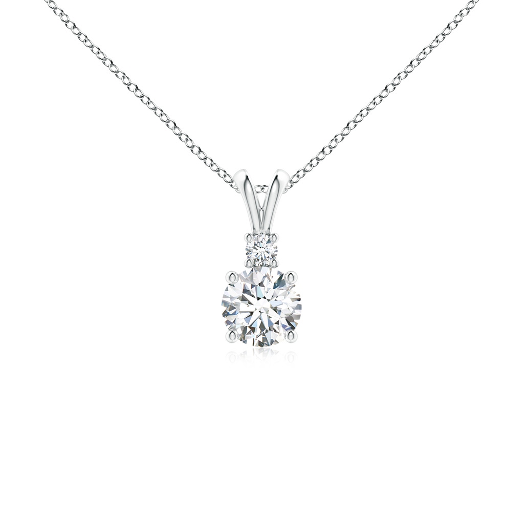5mm FGVS Lab-Grown Round Diamond Solitaire V-Bale Pendant with Diamond Accent in P950 Platinum