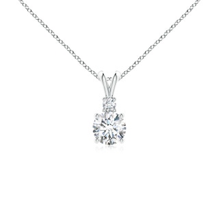 5mm FGVS Lab-Grown Round Diamond Solitaire V-Bale Pendant with Diamond Accent in P950 Platinum