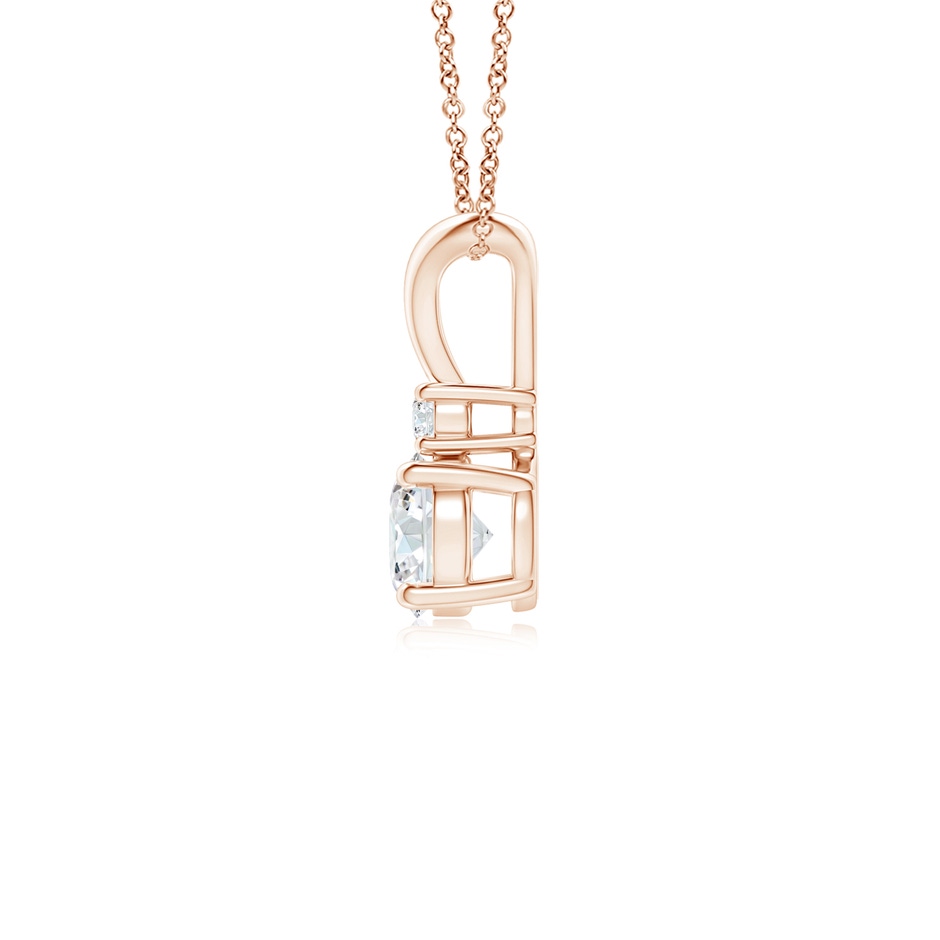 5mm FGVS Lab-Grown Round Diamond Solitaire V-Bale Pendant with Diamond Accent in Rose Gold side 199