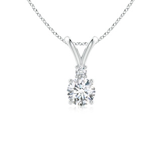 5mm FGVS Lab-Grown Round Diamond Solitaire V-Bale Pendant with Diamond Accent in S999 Silver