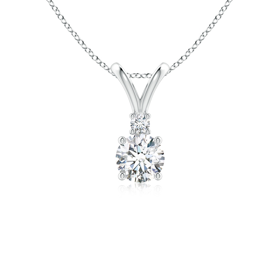 5mm FGVS Lab-Grown Round Diamond Solitaire V-Bale Pendant with Diamond Accent in S999 Silver 