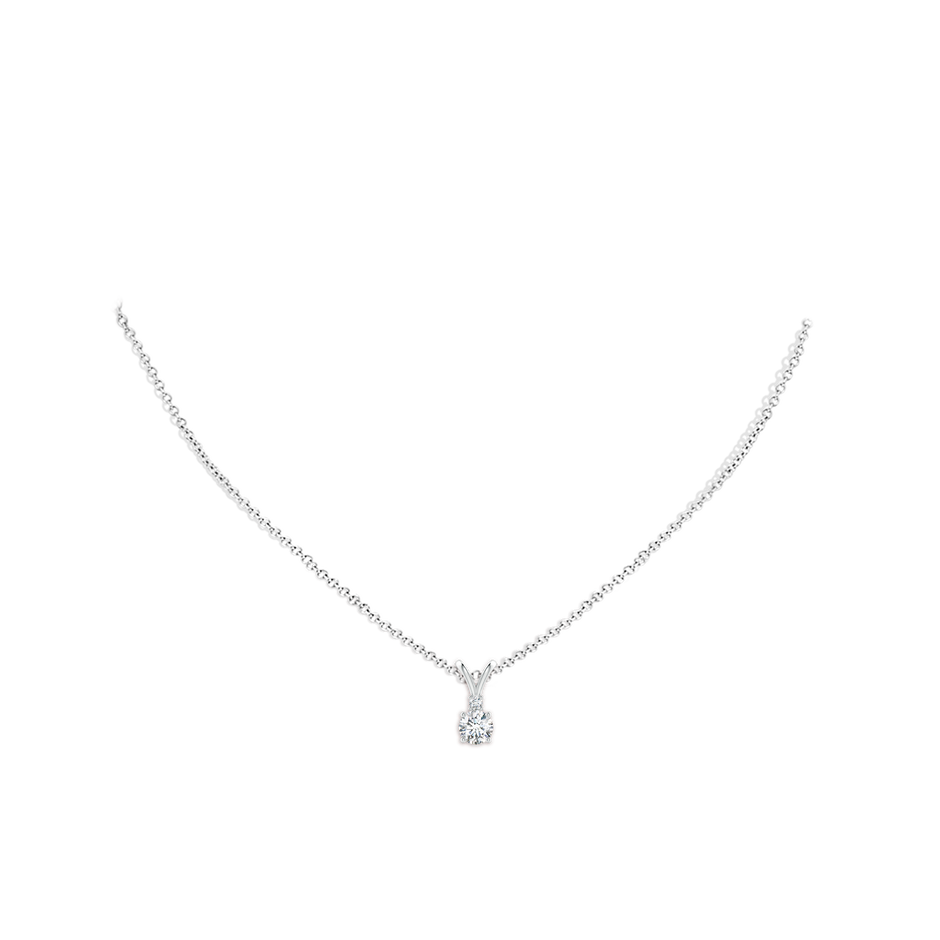 5mm FGVS Lab-Grown Round Diamond Solitaire V-Bale Pendant with Diamond Accent in S999 Silver pen