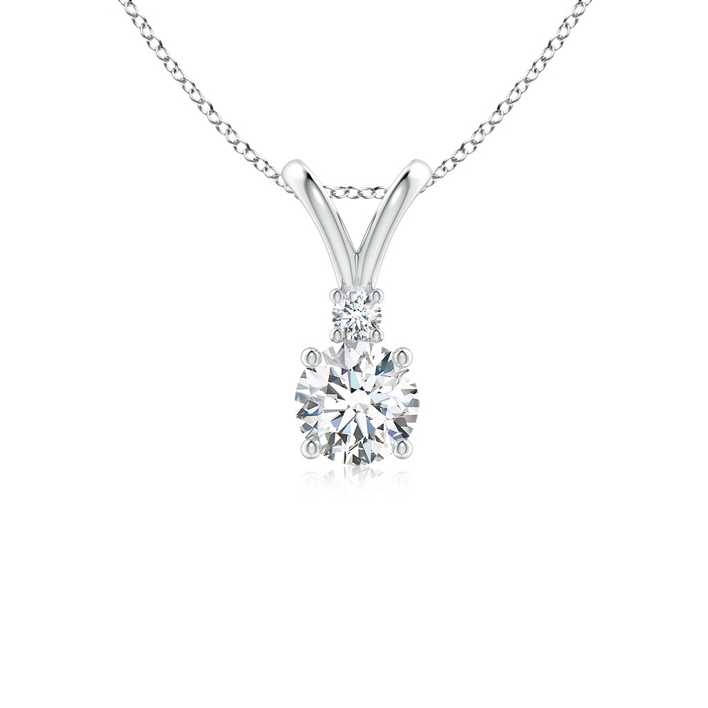 5mm FGVS Lab-Grown Round Diamond Solitaire V-Bale Pendant with Diamond Accent in White Gold