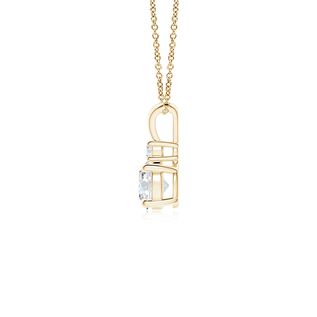 5mm FGVS Lab-Grown Round Diamond Solitaire V-Bale Pendant with Diamond Accent in Yellow Gold Side 199