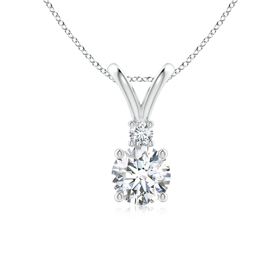 6.2mm FGVS Lab-Grown Round Diamond Solitaire V-Bale Pendant with Diamond Accent in P950 Platinum 