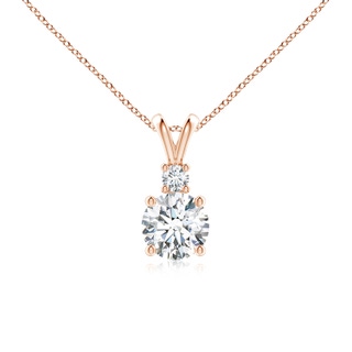 6.2mm FGVS Lab-Grown Round Diamond Solitaire V-Bale Pendant with Diamond Accent in Rose Gold